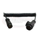 Curly Connection Lead fitted with 13 Pin & 7 Pin Plugs - up to 3m