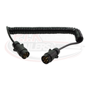Curly Connection Lead fitted with 2 x 7 Pin 12N Plugs - 2.5m up to 4m