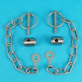 6mm Lynch Pin with Tab Washer on Chain with Weld-on Lugs - Pack of 2