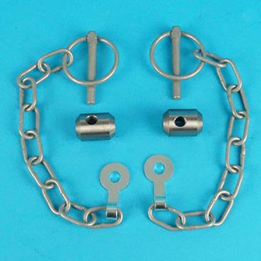 6mm Lynch Pin with Tab Washer on Chain with Weld-on Lugs - Pack of 2