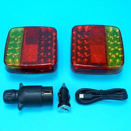 Bluetooth LED Magnetic Wireless Square Trailer Lamp Kit - 7 Pin Plug