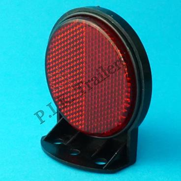 60mm dia. Reflector on Mounting Bracket - Red - 2