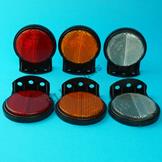 6 x Reflectors 60mm dia, on Bracket - Red, White & Amber
