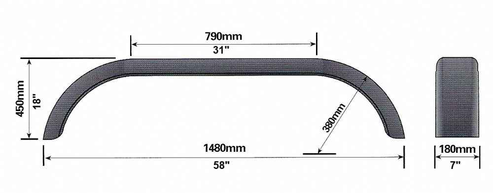 Twin Axle Trailer Tandem Mudguards 58'' x 7''