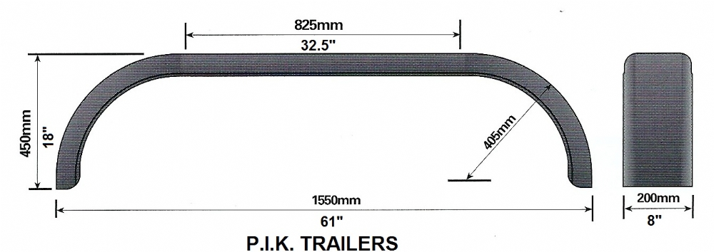 Twin Axle Trailer Tandem Mudguards 61'' x 8''