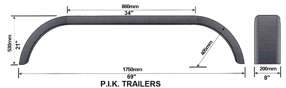 Twin Axle Trailer Tandem Mudguards 69'' x 8''