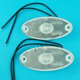 LED 12v-24v WHITE Oval Marker Lamps - Pack of 2
